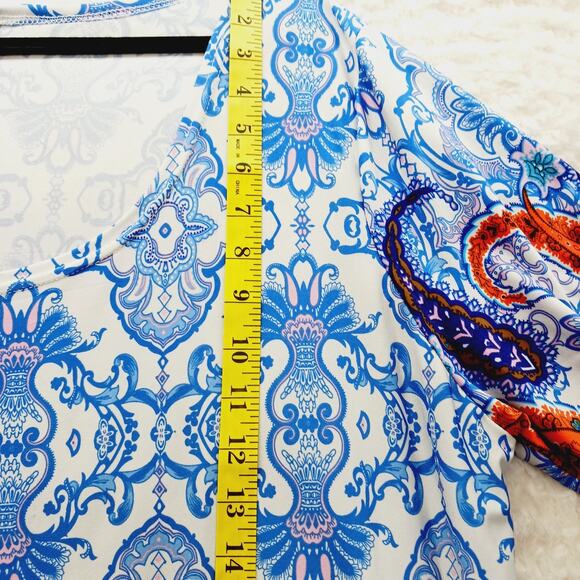 Tunic Dress Size 3XL Royal Orange Paisley Boho Festival Whimsycore Maximalist - Picture 6 of 13